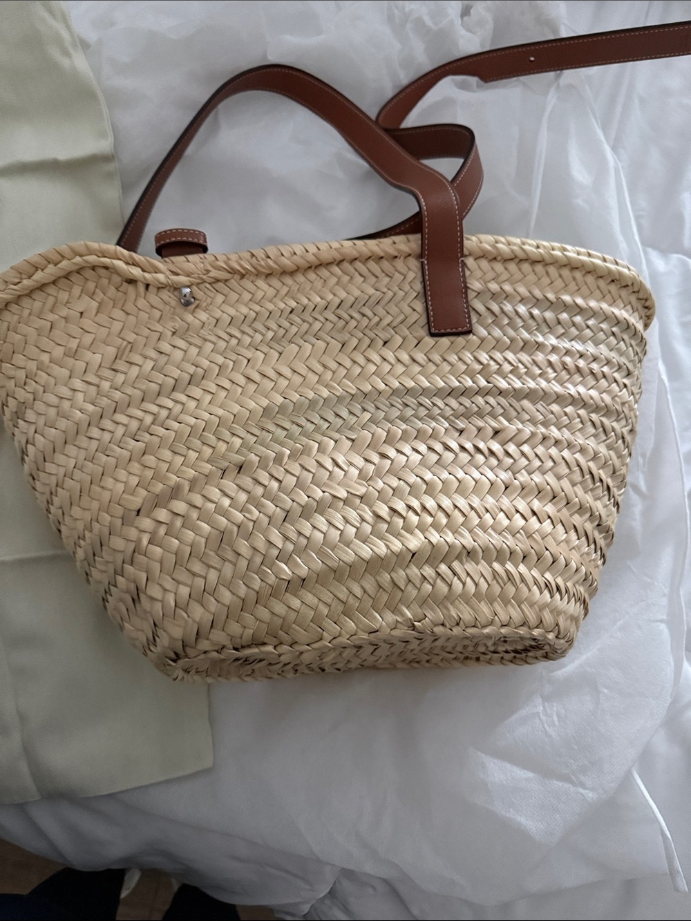 Loewe Natural Straw Tote with Tan Leather Logo Patch - Picture 3 of 6